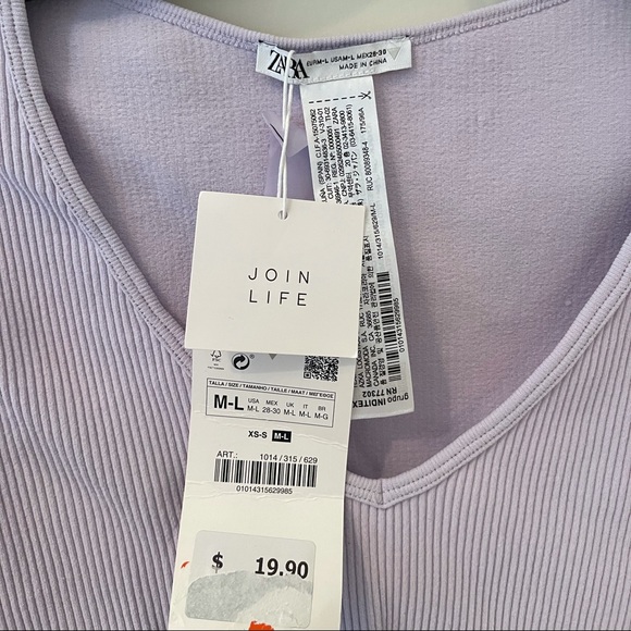 ZARA lavender crop top size medium-large - Picture 2 of 5